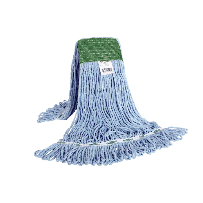 Synthetic Looped End Wet Mop Wide Band Blue 12 Oz - The Rag Factory
