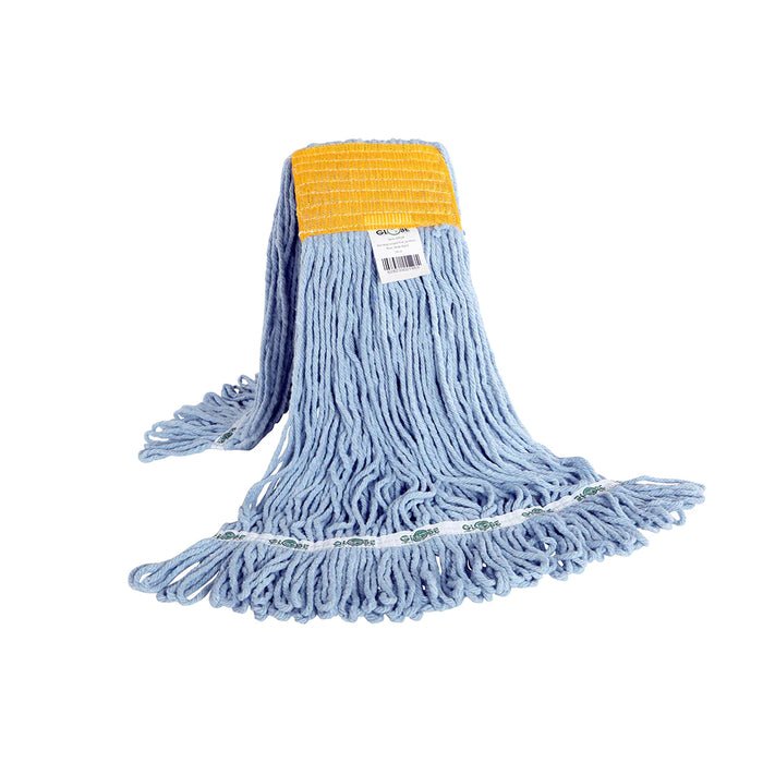 Synthetic Looped End Wet Mop Wide Band Blue 12 Oz - The Rag Factory