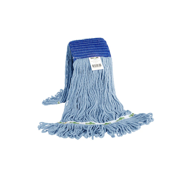 Synthetic Looped End Wet Mop Wide Band Blue 12 Oz - The Rag Factory