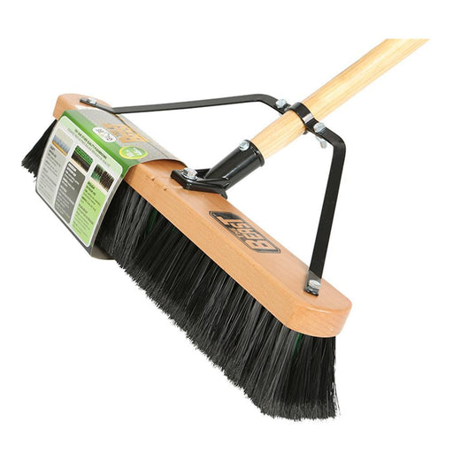 18" Assembled Wood Block Contractor push broom-Medium - The Rag Factory