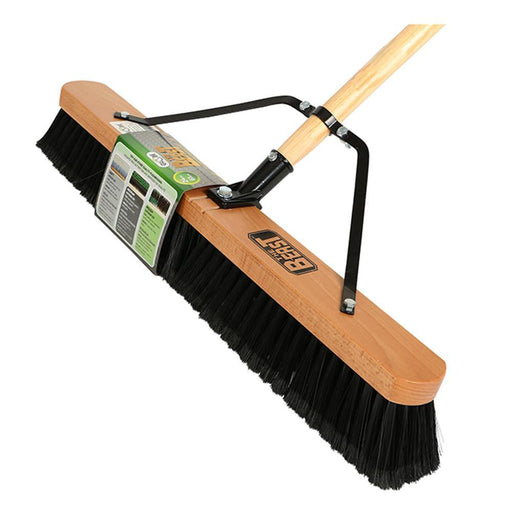 24" Assembled Wood Block Contractor push broom-Medium - The Rag Factory
