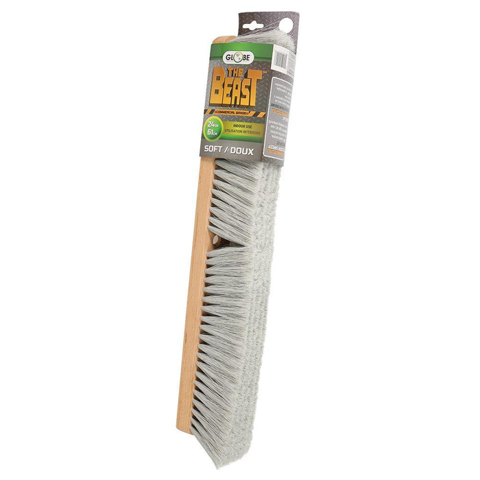 24" Wood Block Commercial push broom head-Soft - The Rag Factory