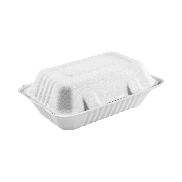 Fibre Hinged Lid Bagasse Container - 200 pack - The Rag Factory