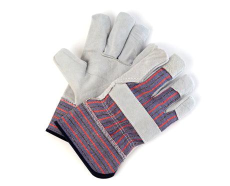 Split Leather Gloves Fitted Gloves with Reinforcement - 12 pairs - The Rag Factory