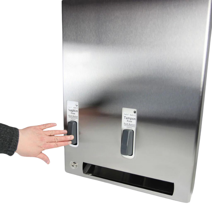Pads and Tampons Dispenser With Push To Release Button