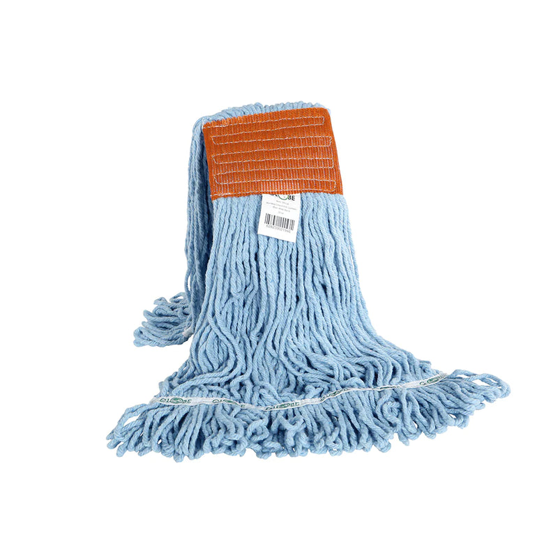 Synthetic Looped End Wet Mop Wide Band Blue 12 Oz - The Rag Factory