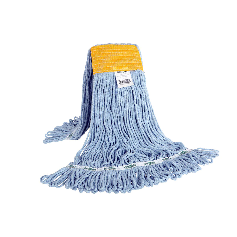 Synthetic Looped End Wet Mop Wide Band Blue 12 Oz - The Rag Factory
