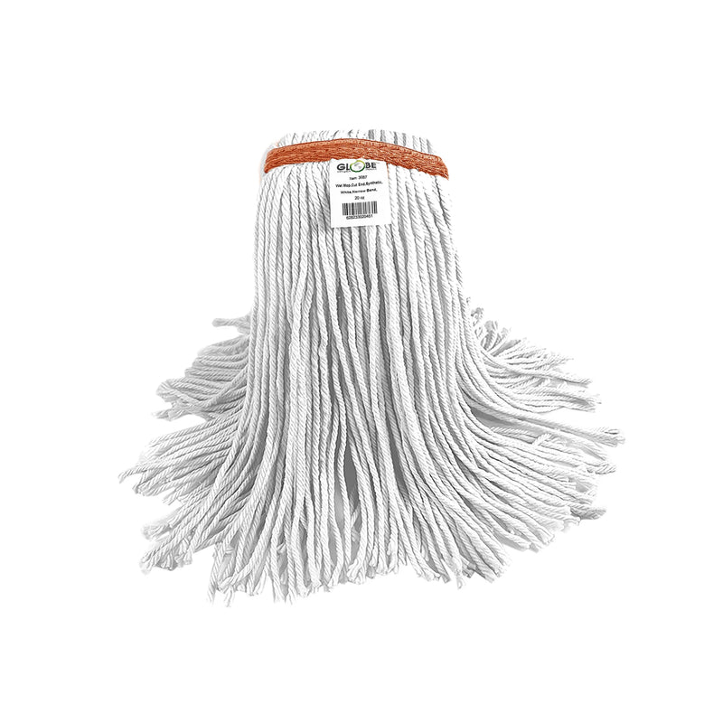 Synthetic Wet mop Narrow Band Cut End White - The Rag Factory