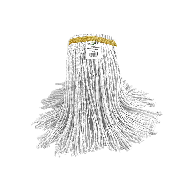 Synthetic Wet mop Narrow Band Cut End White - The Rag Factory