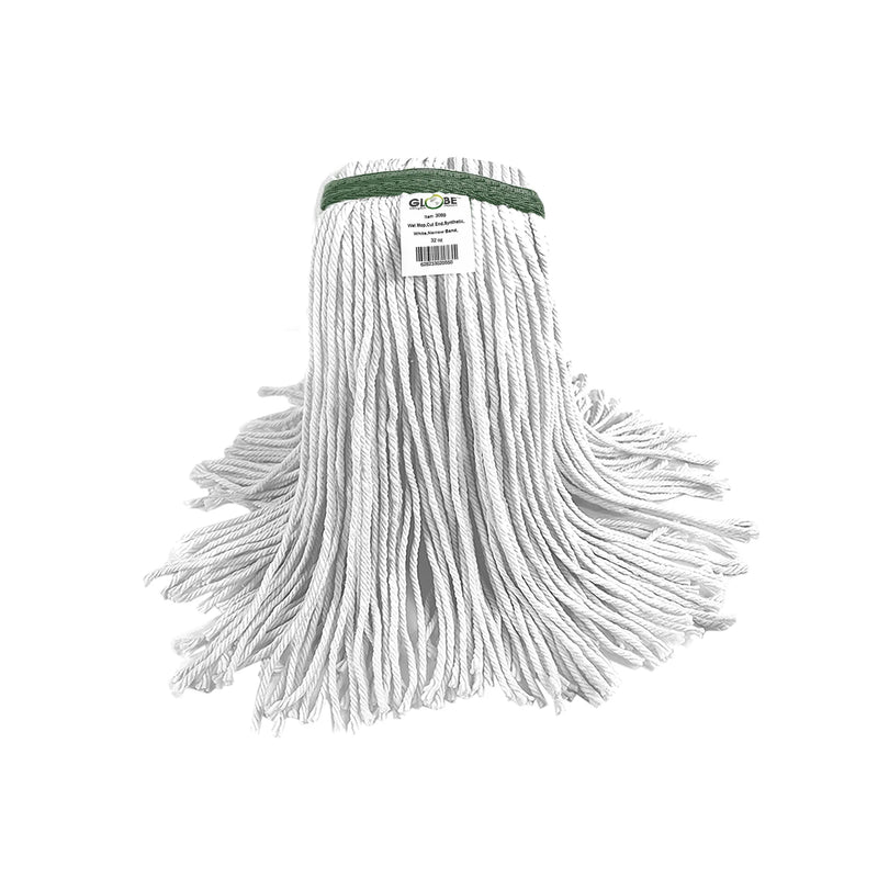 Synthetic Wet mop Narrow Band Cut End White - The Rag Factory