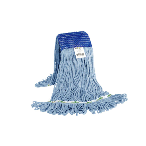 Synthetic Looped End Wet Mop Wide Band Blue 12 Oz - The Rag Factory