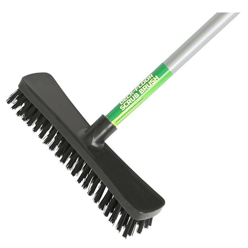 10" Floor and Deck Scrub Brush-Assembled 48" Metal Handle - The Rag Factory