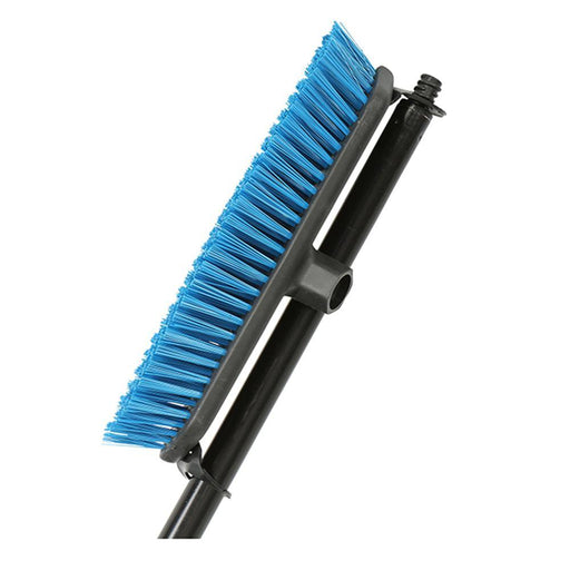 12" Floor and Deck Scrub Brush - Side Clipped, 54" Metal Handle - The Rag Factory