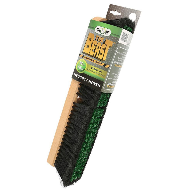 18" Wood Block Commercial push broom head-Medium - The Rag Factory