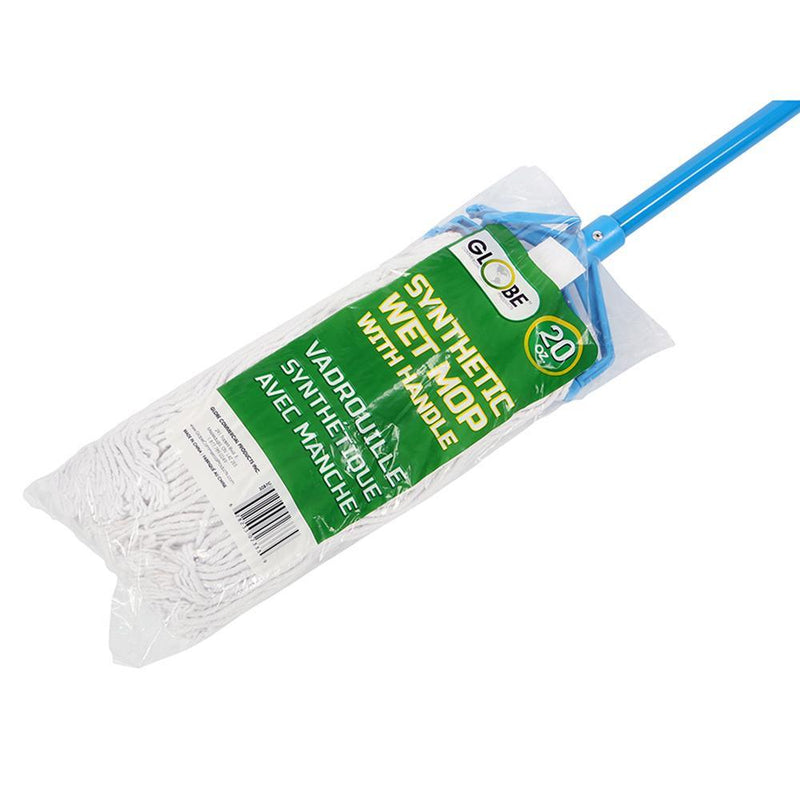 20oz Synthetic Wet Mop with 54" Metal Handle Quick Release - combo set - The Rag Factory