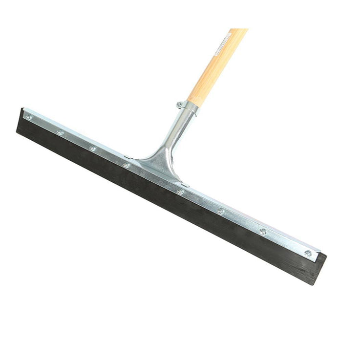 24" Straight Squeegee Black Rubber Assembled with 54" Tapered Wood Handle - The Rag Factory