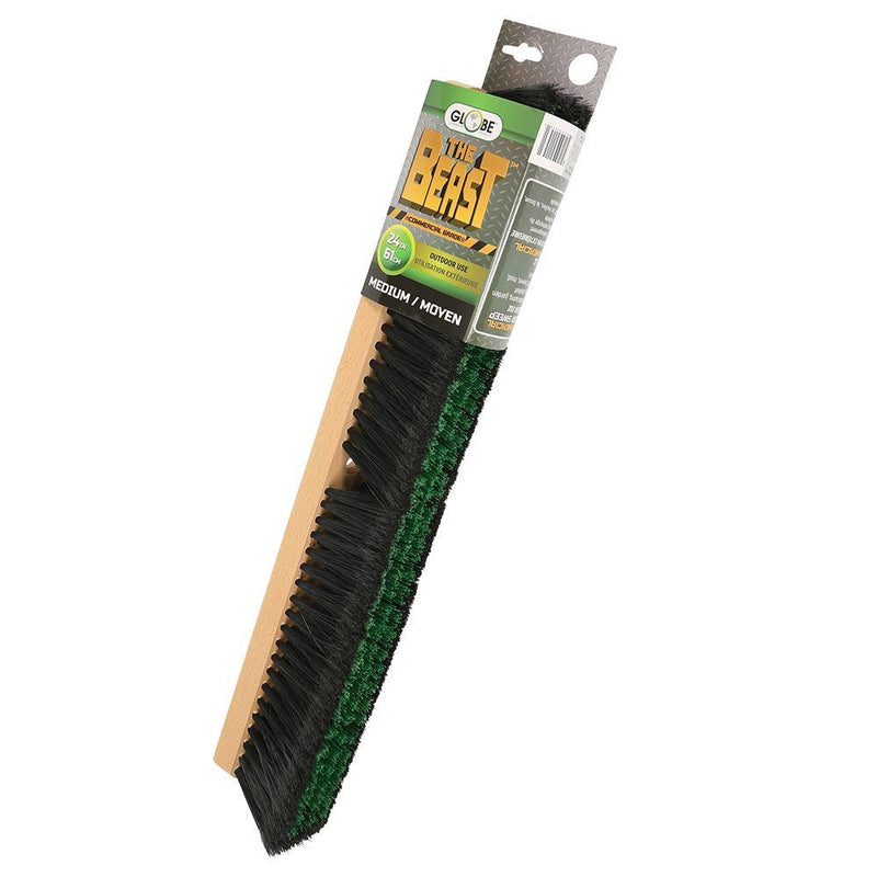 24" Wood Block Commercial push broom head-Medium - The Rag Factory