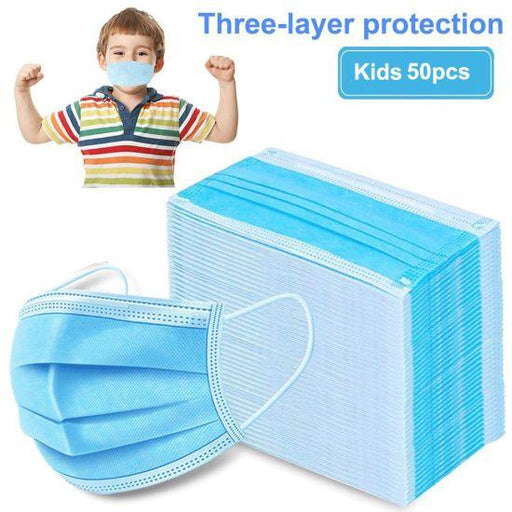 Children Size 3 Ply Disposable Masks- Blue - 50/box - The Rag Factory