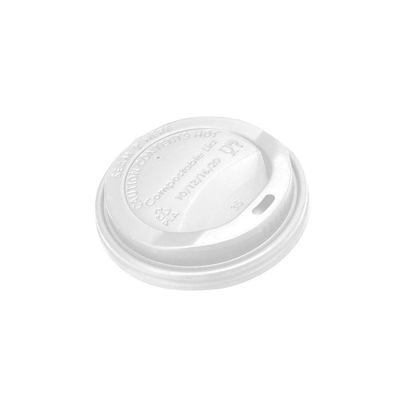 Compostable White Dome Sip Lids -1000 pack - The Rag Factory