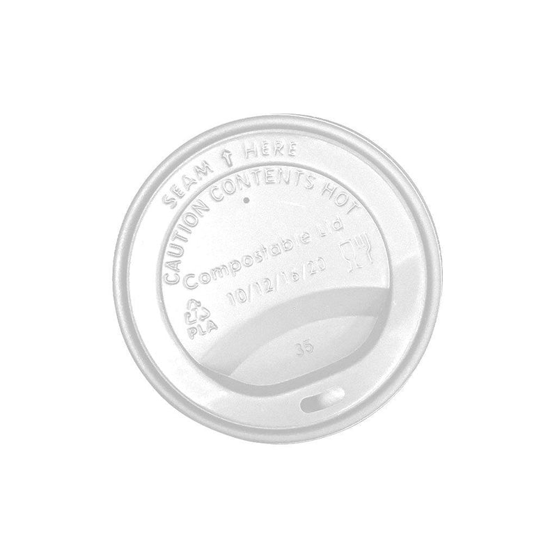 Compostable White Dome Sip Lids -1000 pack - The Rag Factory