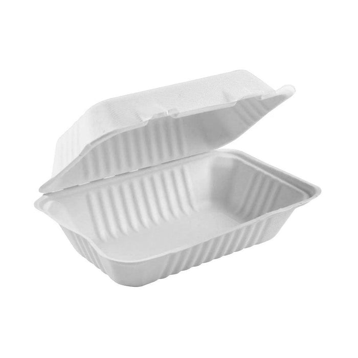 Fibre Hinged Lid Bagasse Container - 200 pack - The Rag Factory