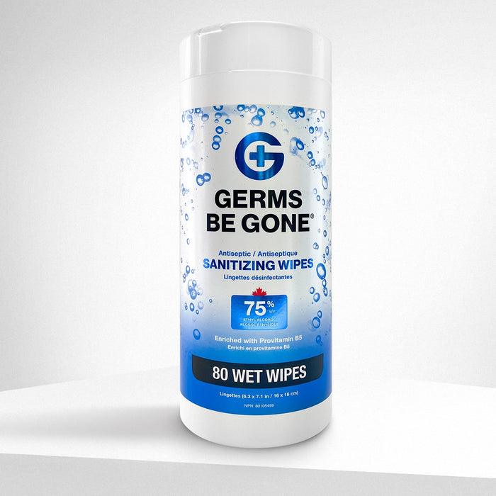 Case of 12 - Germs Be Gone 75% Alcohol Tube wipes - 80 Count - The Rag Factory