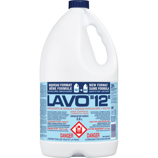 LAVO 12 Liquid Chlorine Bleach - 3.6 Liter - The Rag Factory